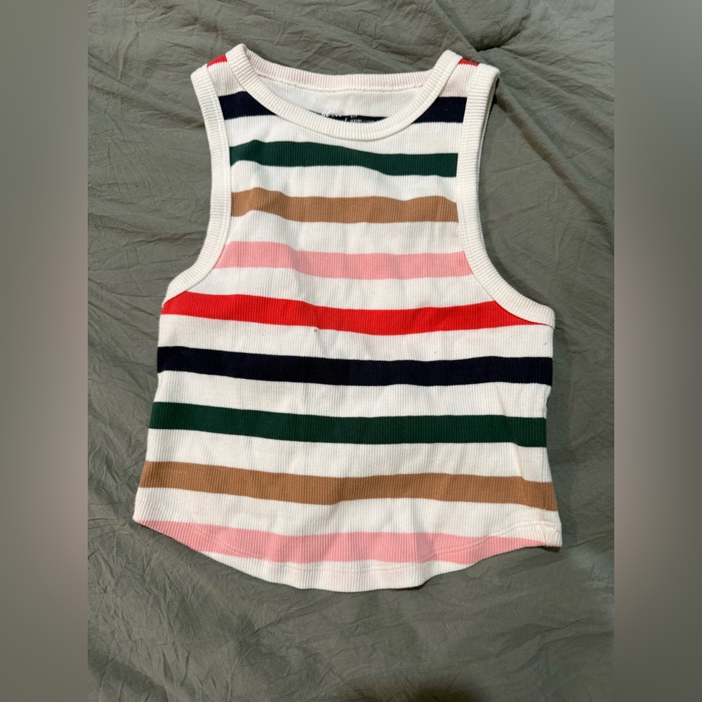 Aerie Striped Ribbed Crop Tank Top - Multi Color